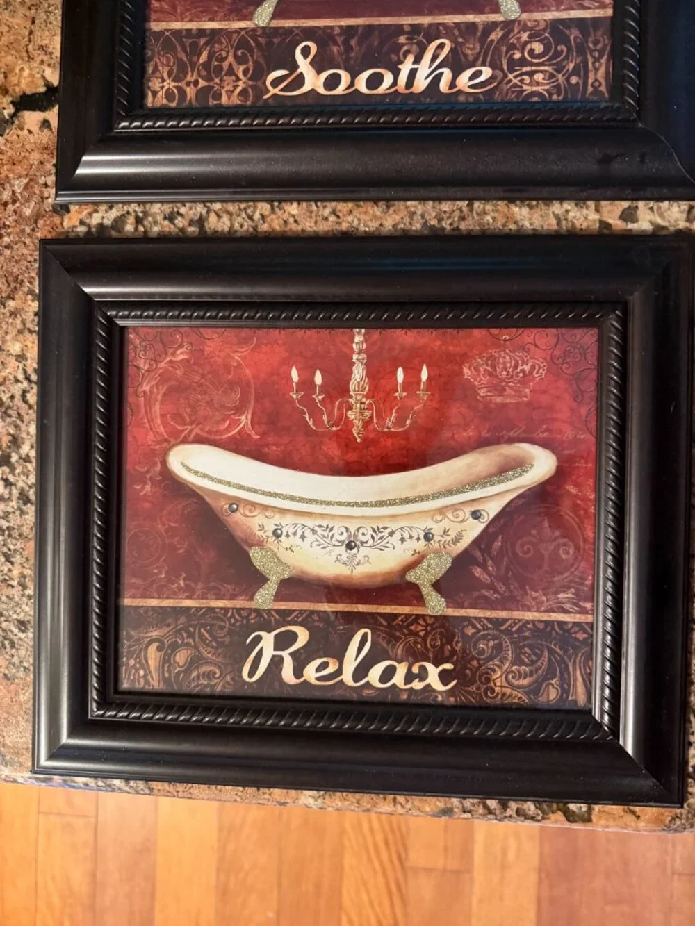 Bathroom Artwork Vintage Bath Tub Art Prints Soothe & Relax Spa Picture Set of 2